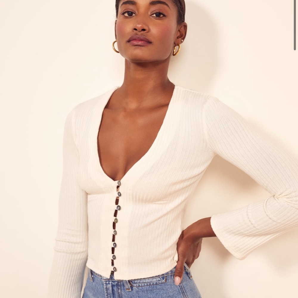 Reformation Gellar Knit Top in white